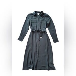 Beautiful green long sleeve midi knee length dress H&M XS